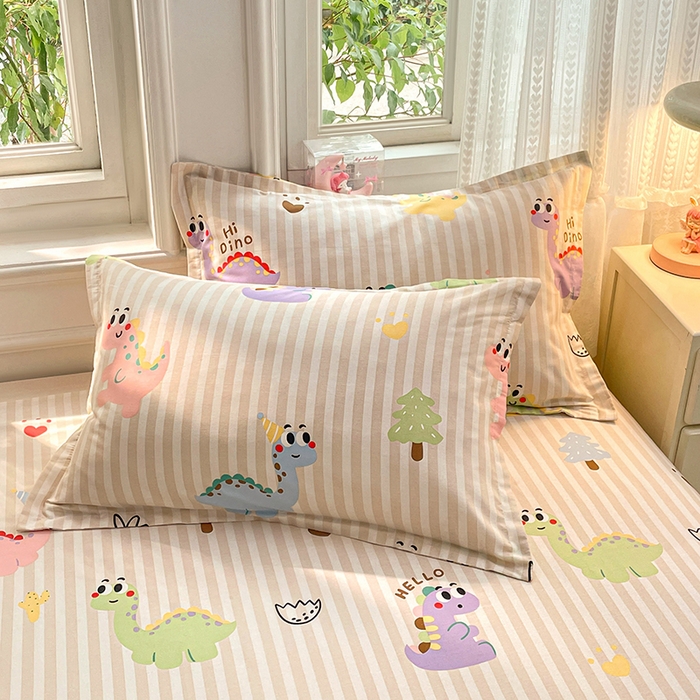 91家纺网 家纺一手货源 找家纺 世爵 2026新款全棉纯棉印花小清新单被套单品系列 恐龙乐园