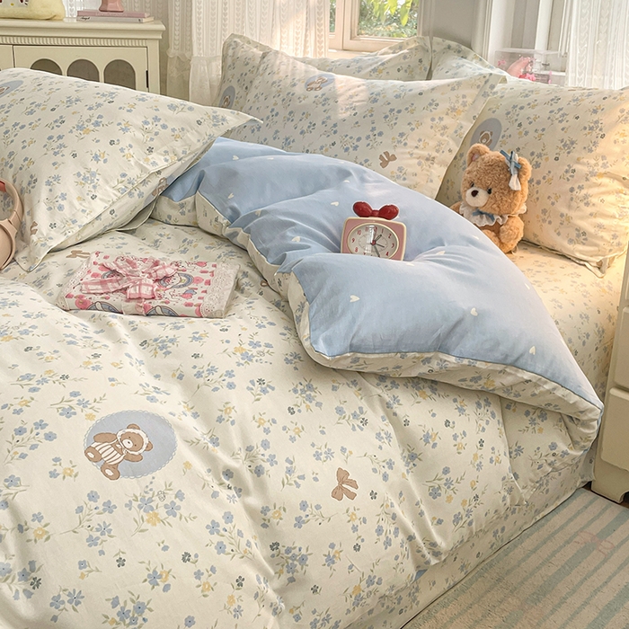 91家纺网 家纺一手货源 找家纺 世爵 2026新款全棉纯棉印花小清新单被套单品系列 秘境熊宝