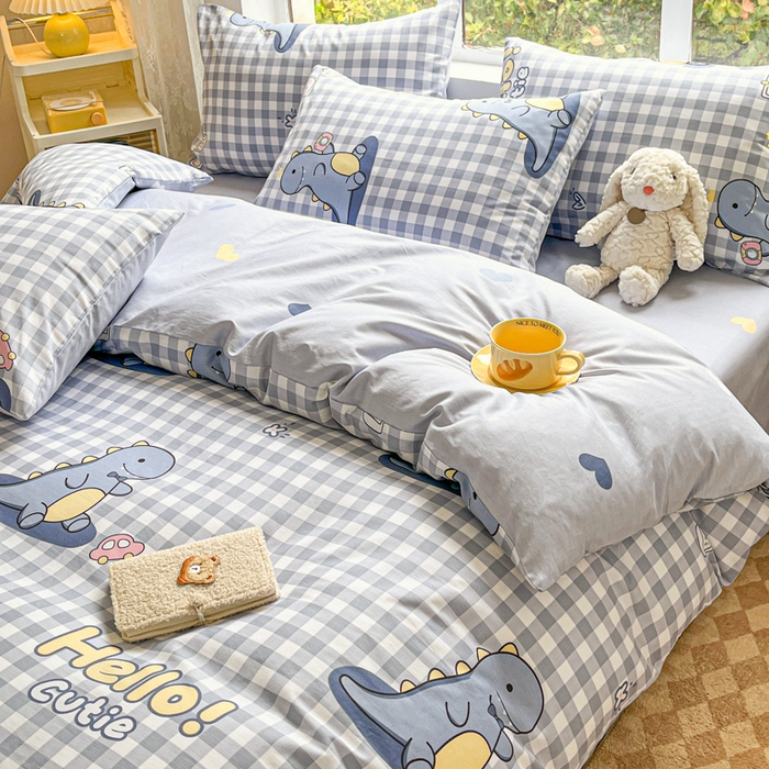 91家纺网 家纺一手货源 找家纺 世爵 2026新款全棉纯棉印花小清新单被套单品系列 恐龙世界