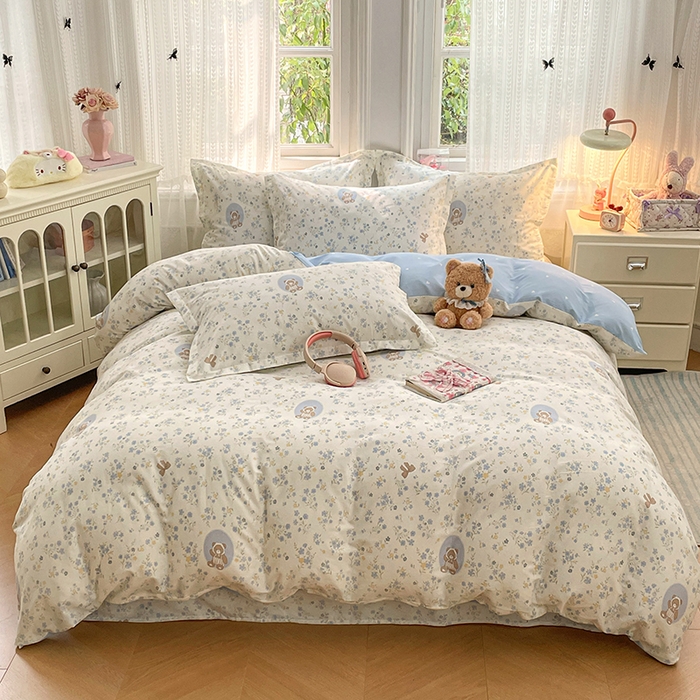 91家纺网 家纺一手货源 找家纺 世爵 2026新款全棉纯棉印花小清新单被套单品系列 秘境熊宝