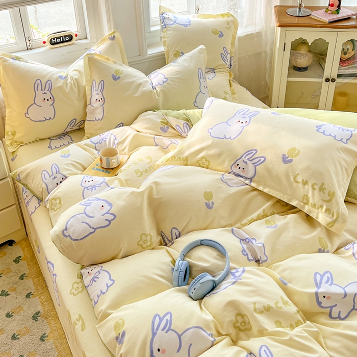 91家纺网 家纺一手货源 找家纺 世爵 2026新款全棉纯棉印花小清新单被套单品系列 吉祥兔