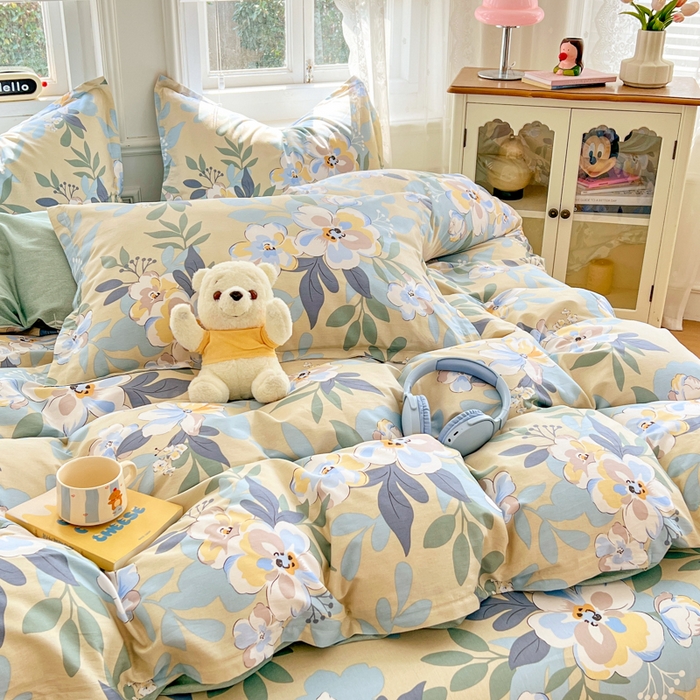 91家纺网 家纺一手货源 找家纺 世爵 2026新款全棉纯棉印花小清新单被套单品系列 木棉花-绿