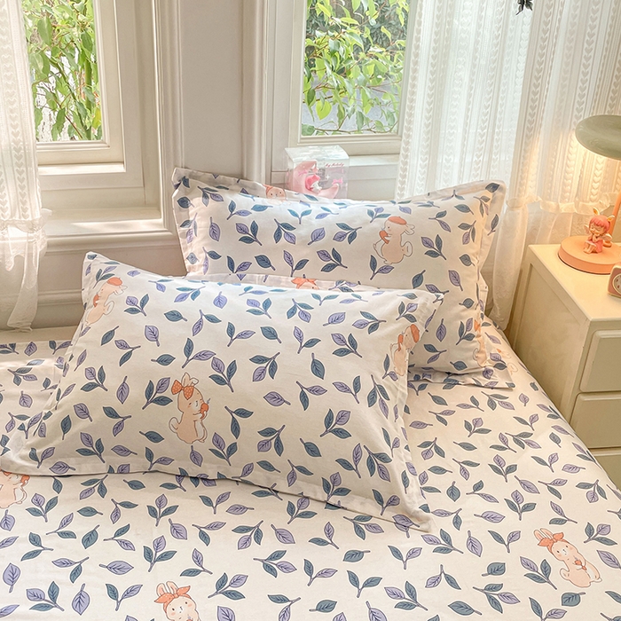 91家纺网 家纺一手货源 找家纺 世爵 2026新款全棉纯棉印花小清新单被套单品系列 花园兔