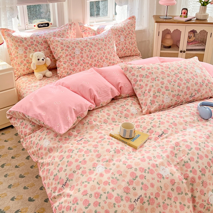 91家纺网 家纺一手货源 找家纺 世爵 2026新款全棉纯棉印花小清新单被套单品系列 浓情玫瑰