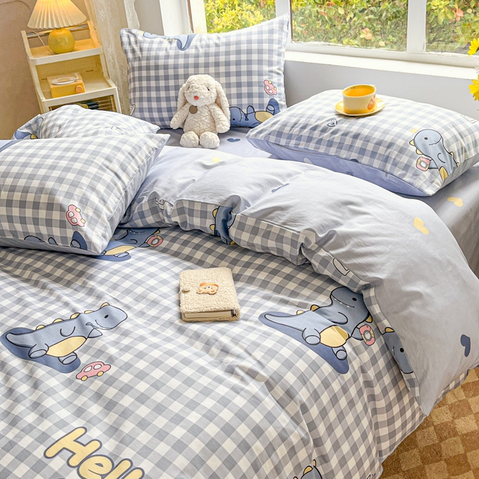 91家纺网 家纺一手货源 找家纺 世爵 2026新款全棉纯棉印花小清新单被套单品系列 恐龙世界