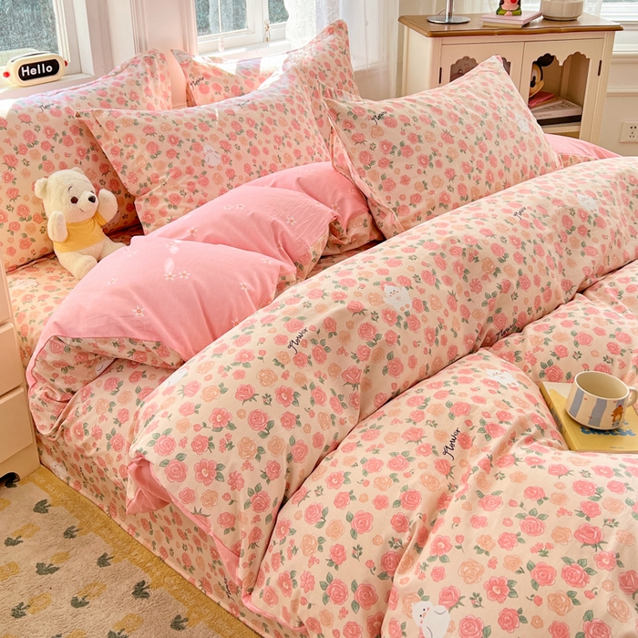 91家纺网 家纺一手货源 找家纺 世爵 2026新款全棉纯棉印花小清新单被套单品系列 浓情玫瑰