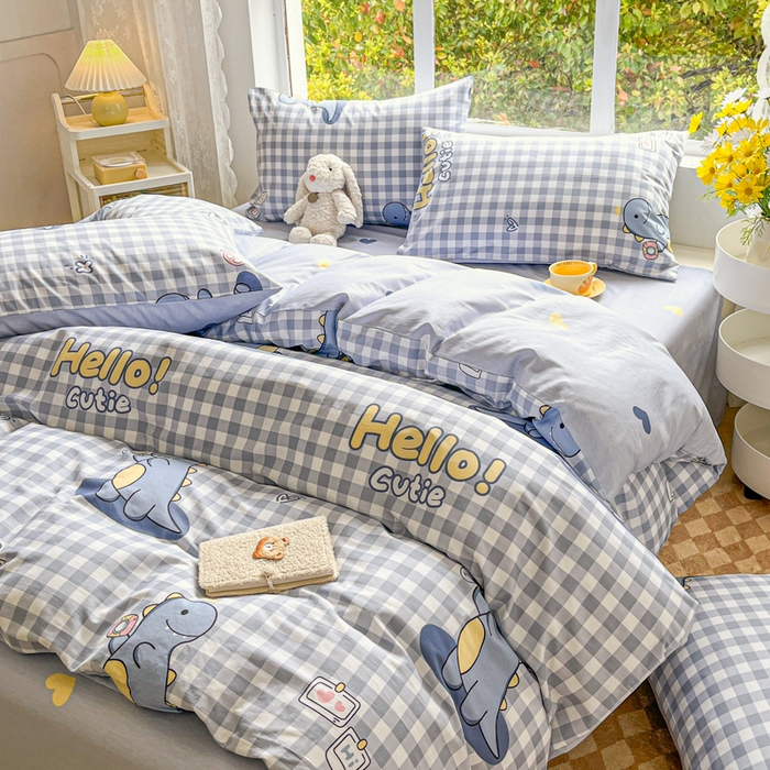 91家纺网 家纺一手货源 找家纺 世爵 2026新款全棉纯棉印花小清新单被套单品系列 恐龙世界