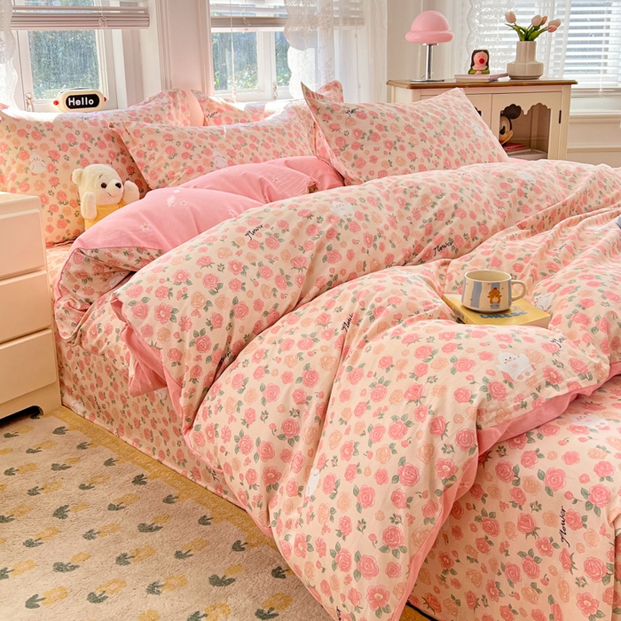 91家纺网 家纺一手货源 找家纺 世爵 2026新款全棉纯棉印花小清新单被套单品系列 浓情玫瑰