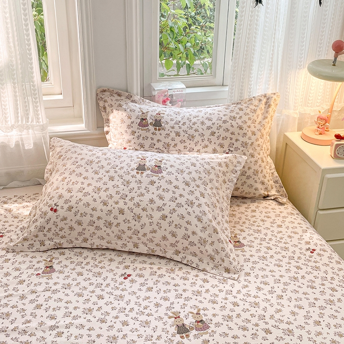 91家纺网 家纺一手货源 找家纺 世爵 2026新款全棉纯棉印花小清新单被套单品系列 田园小兔