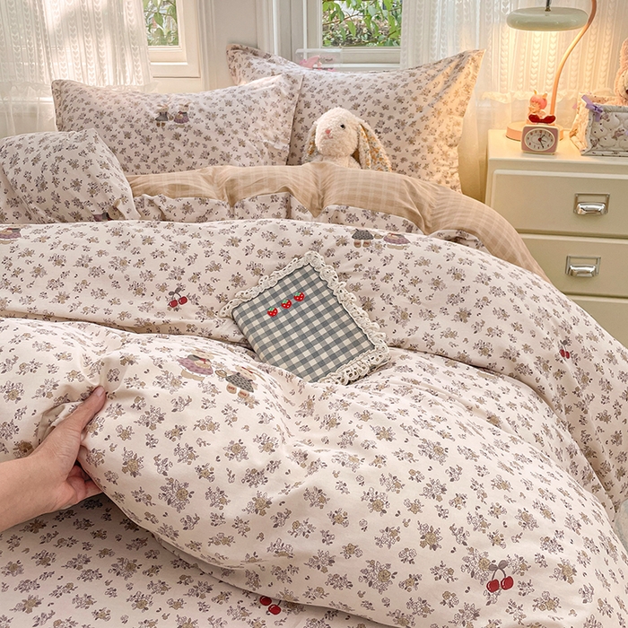 91家纺网 家纺一手货源 找家纺 世爵 2026新款全棉纯棉印花小清新单被套单品系列 田园小兔