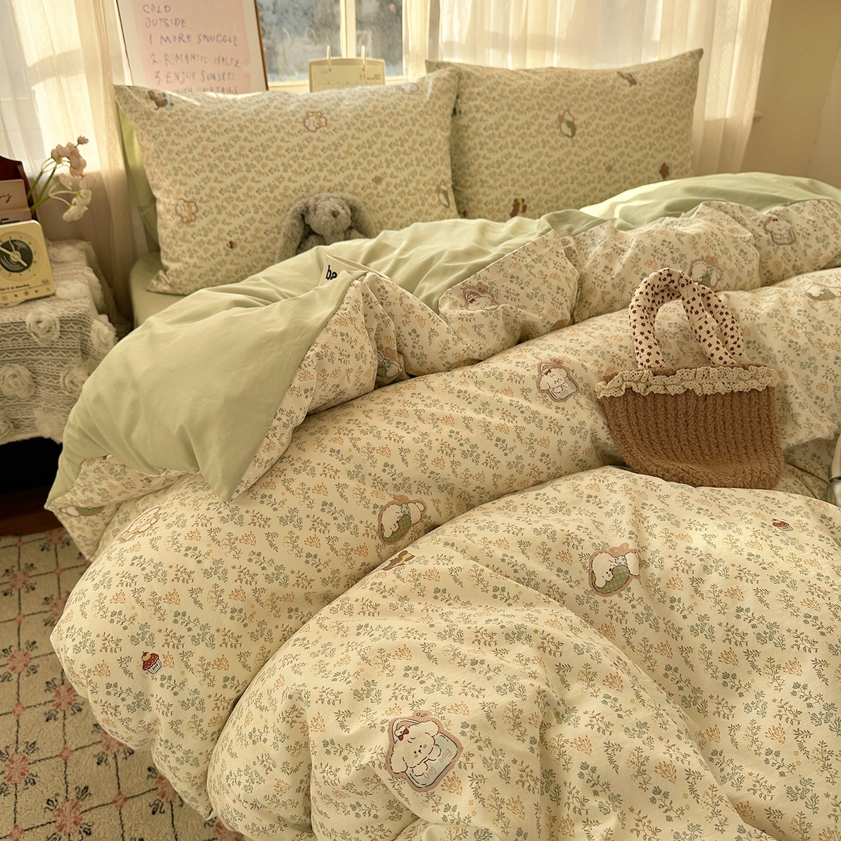 91家纺网 家纺一手货源 找家纺 （总）沐芷 2026 【提供买家秀】古法水洗仿棉A类四件套床上用品三件套被套被罩床笠款---第二波