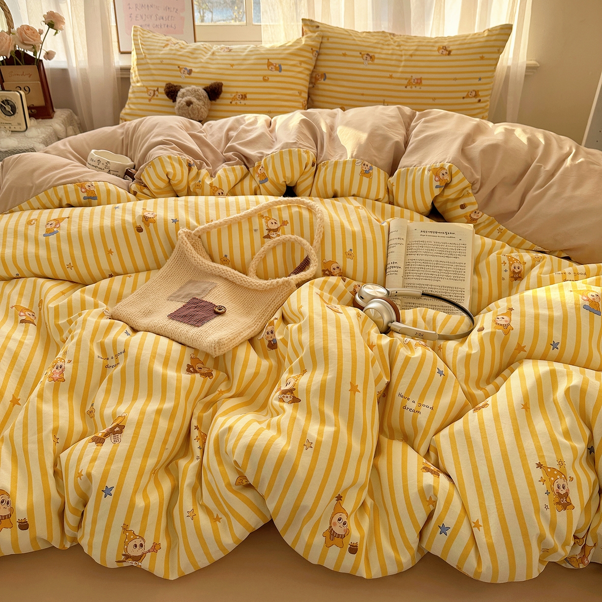 91家纺网 家纺一手货源 找家纺 沐芷 2026 【提供买家秀】古法水洗仿棉A类四件套床上用品三件套被套被罩床笠款---第二波 星仔