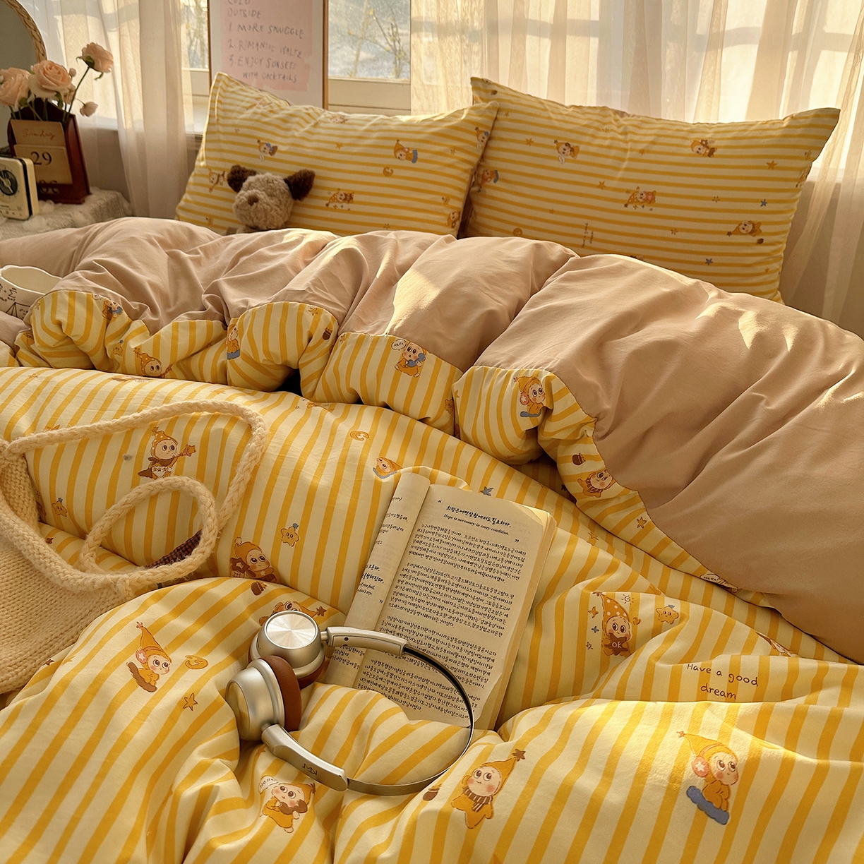 91家纺网 家纺一手货源 找家纺 沐芷 2026 【提供买家秀】古法水洗仿棉A类四件套床上用品三件套被套被罩床笠款---第二波 星仔