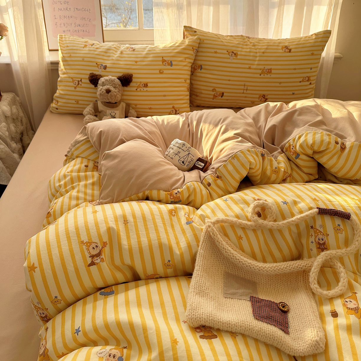 91家纺网 家纺一手货源 找家纺 沐芷 2026 【提供买家秀】古法水洗仿棉A类四件套床上用品三件套被套被罩床笠款---第二波 星仔