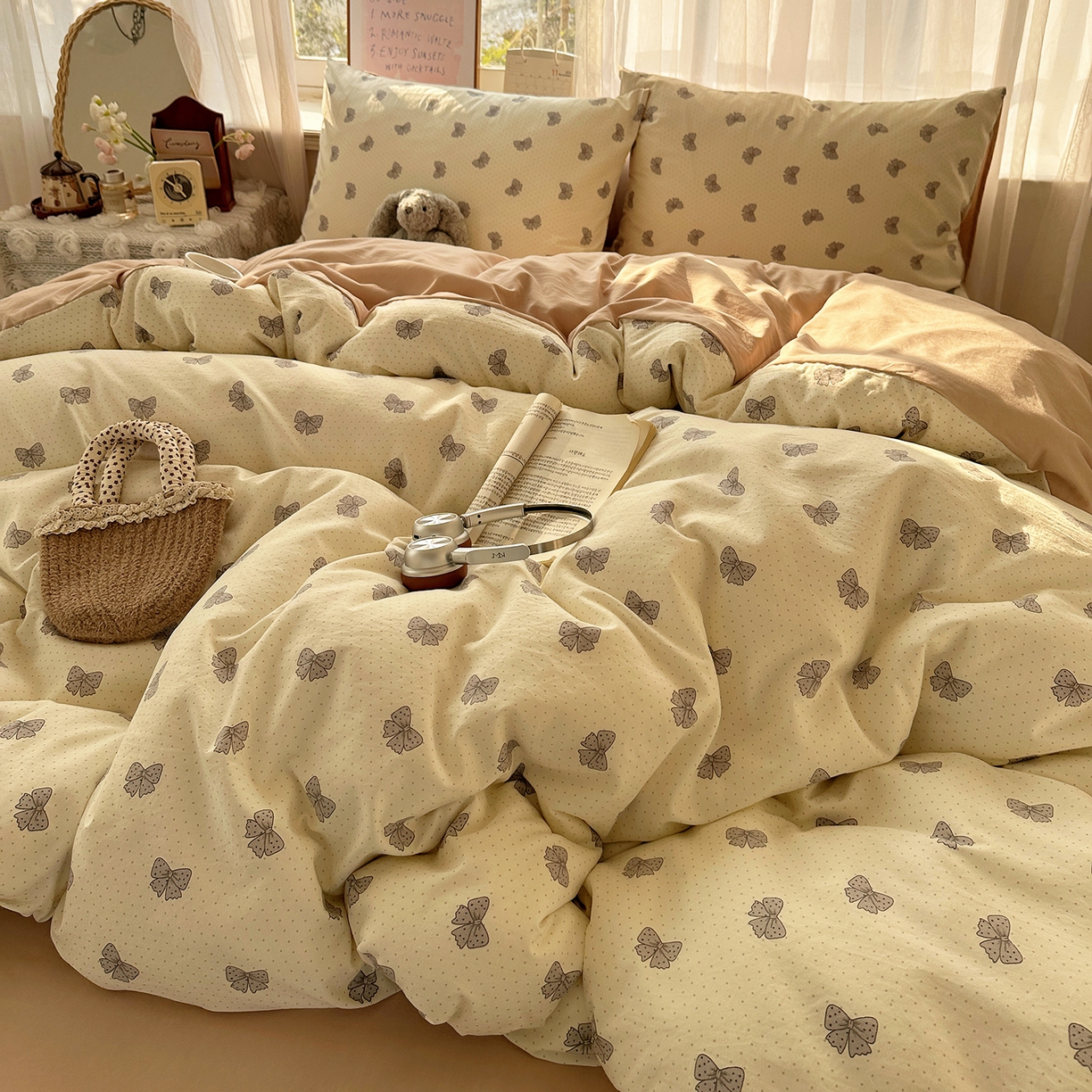 91家纺网 家纺一手货源 找家纺 沐芷 2026 【提供买家秀】古法水洗仿棉A类四件套床上用品三件套被套被罩床笠款---第二波 巴黎甜心