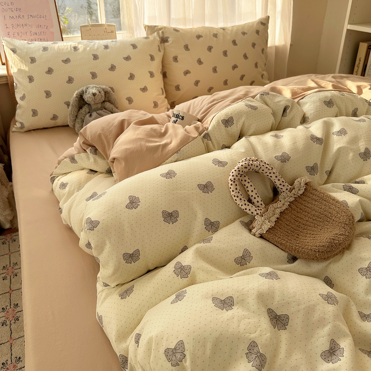 91家纺网 家纺一手货源 找家纺 沐芷 2026 【提供买家秀】古法水洗仿棉A类四件套床上用品三件套被套被罩床笠款---第二波 巴黎甜心