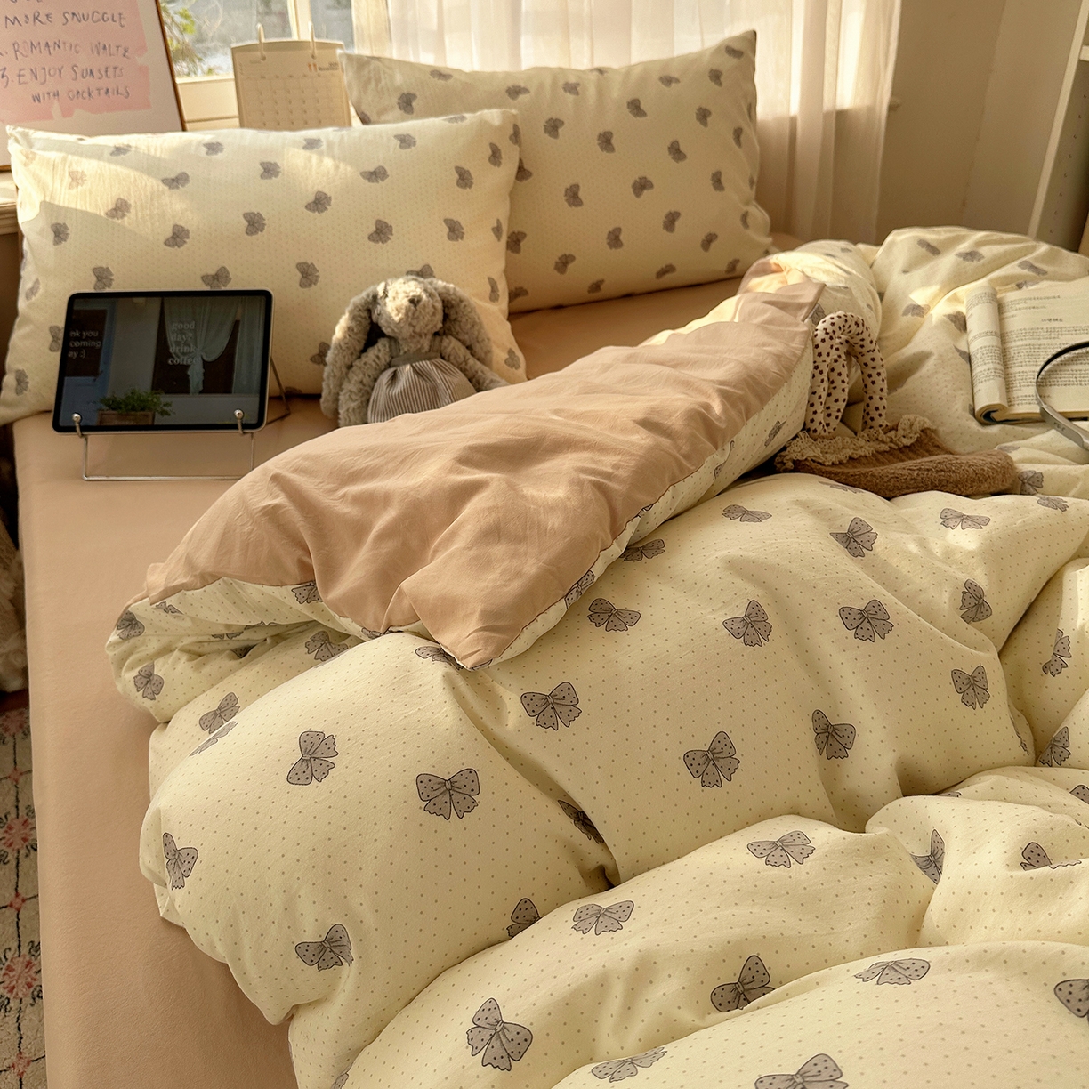 91家纺网 家纺一手货源 找家纺 沐芷 2026 【提供买家秀】古法水洗仿棉A类四件套床上用品三件套被套被罩床笠款---第二波 巴黎甜心