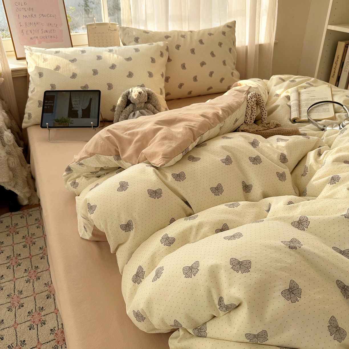 91家纺网 家纺一手货源 找家纺 沐芷 2026 【提供买家秀】古法水洗仿棉A类四件套床上用品三件套被套被罩床笠款---第二波 巴黎甜心