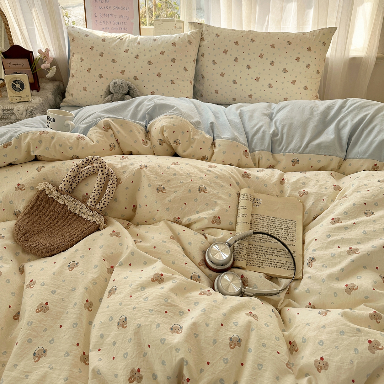 91家纺网 家纺一手货源 找家纺 沐芷 2026 【提供买家秀】古法水洗仿棉A类四件套床上用品三件套被套被罩床笠款---第二波 爱乐之象