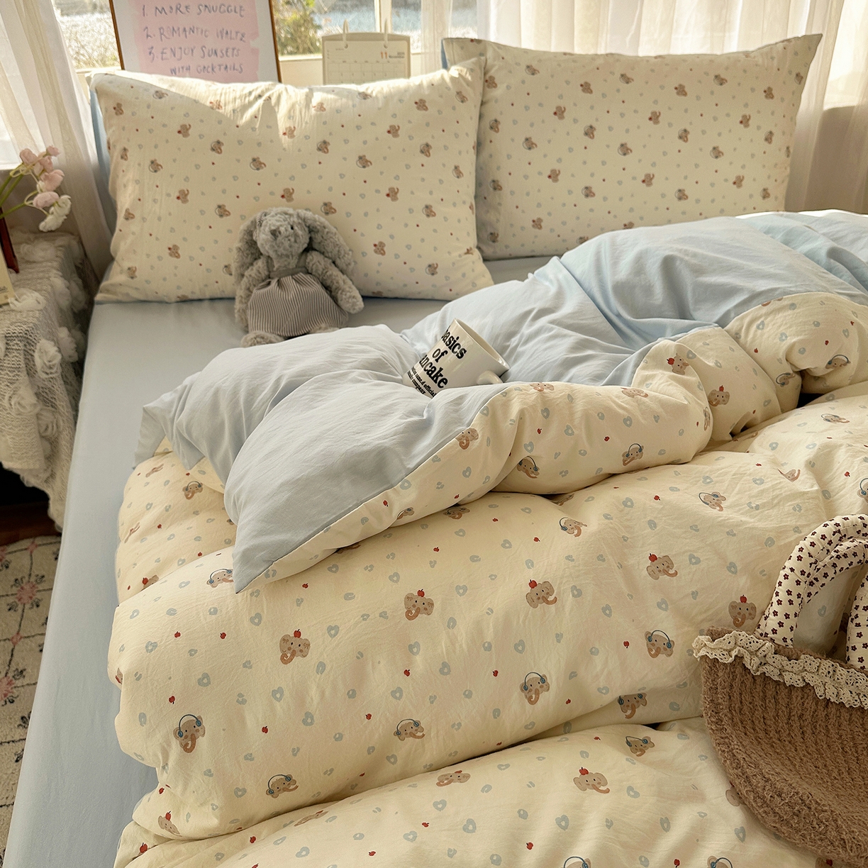 91家纺网 家纺一手货源 找家纺 沐芷 2026 【提供买家秀】古法水洗仿棉A类四件套床上用品三件套被套被罩床笠款---第二波 爱乐之象