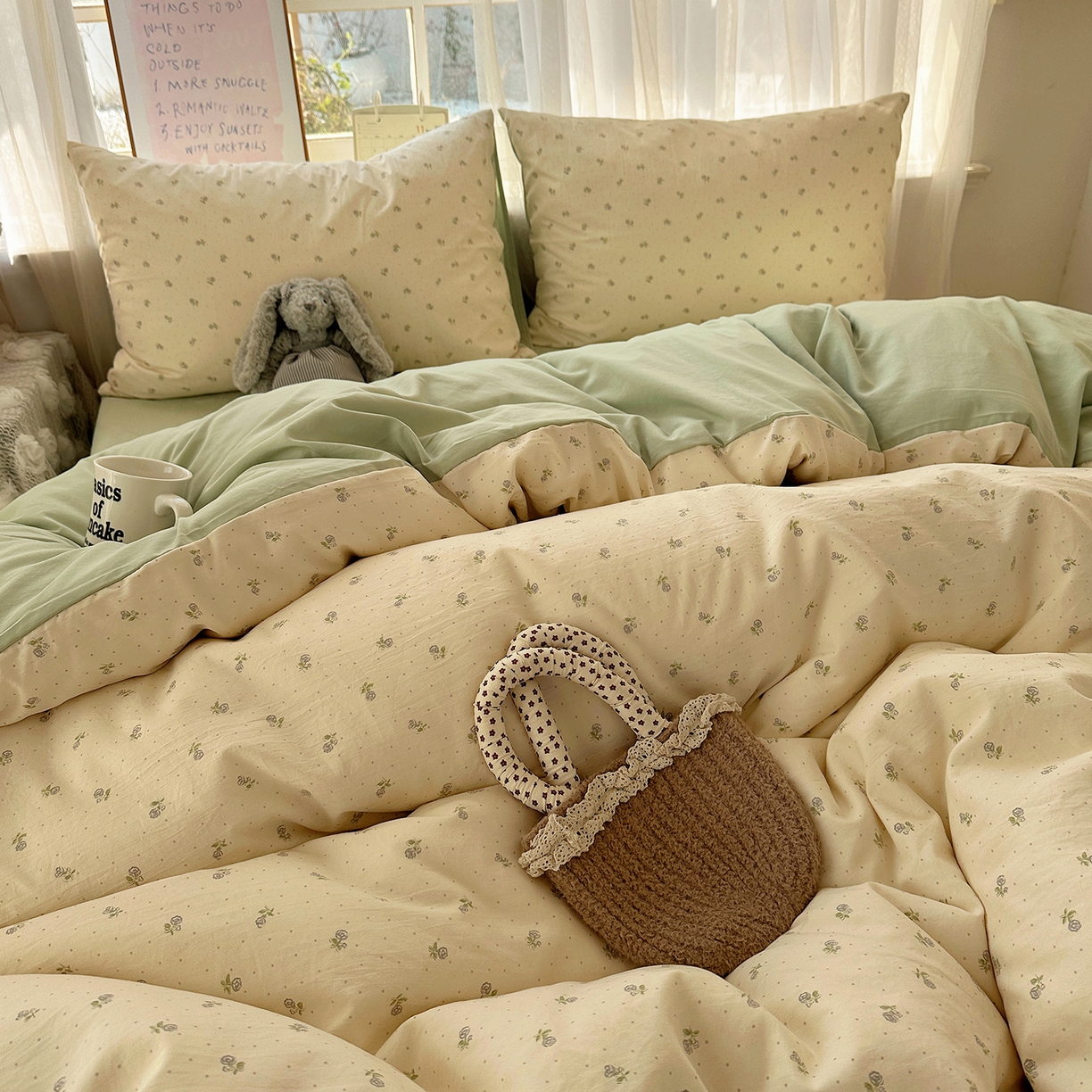 91家纺网 家纺一手货源 找家纺 沐芷 2026 【提供买家秀】古法水洗仿棉A类四件套床上用品三件套被套被罩床笠款---第二波 白月光