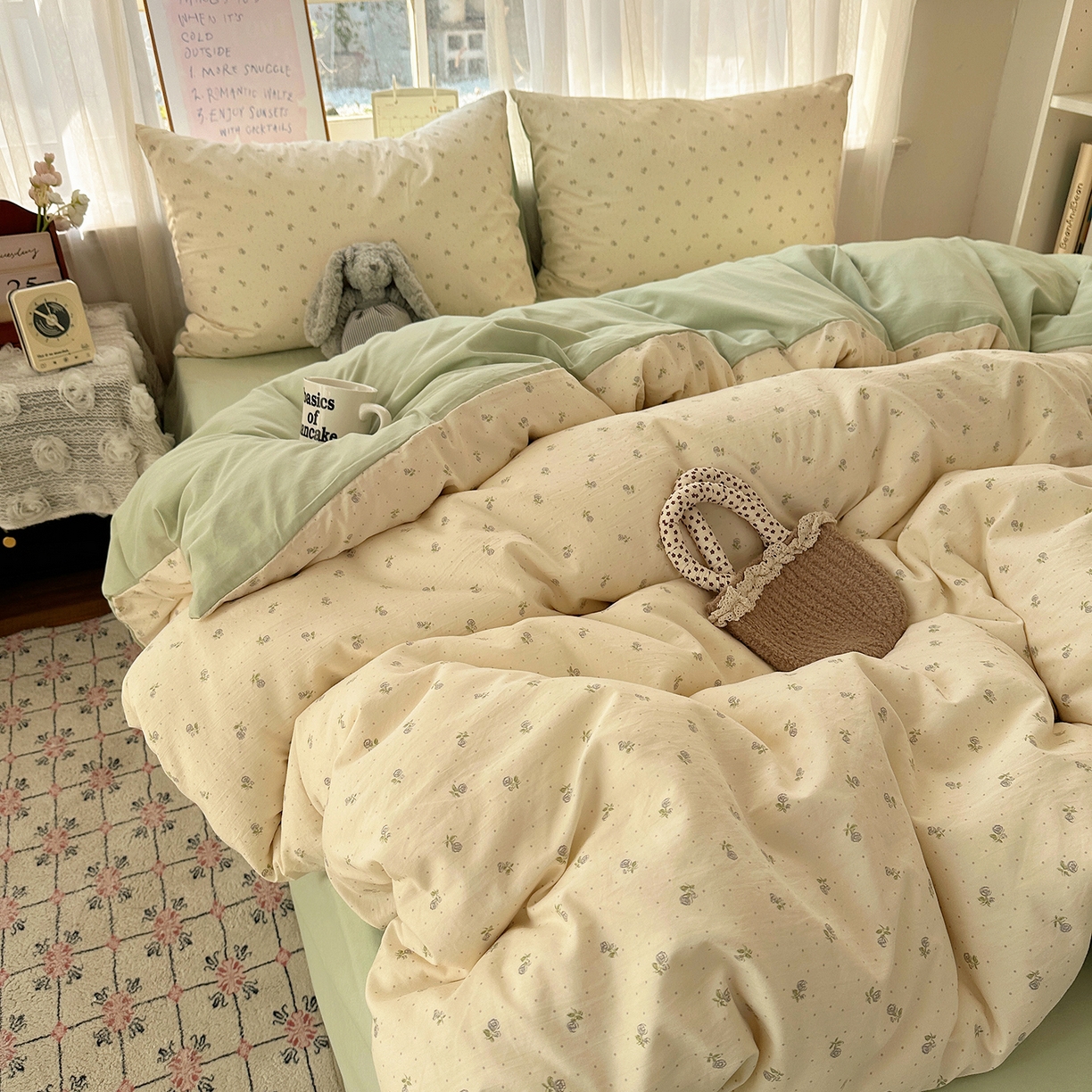 91家纺网 家纺一手货源 找家纺 沐芷 2026 【提供买家秀】古法水洗仿棉A类四件套床上用品三件套被套被罩床笠款---第二波 白月光