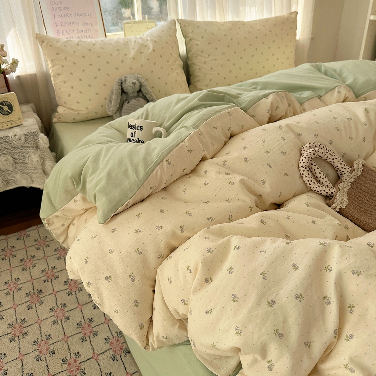 91家纺网 家纺一手货源 找家纺 沐芷 2026 【提供买家秀】古法水洗仿棉A类四件套床上用品三件套被套被罩床笠款---第二波 白月光