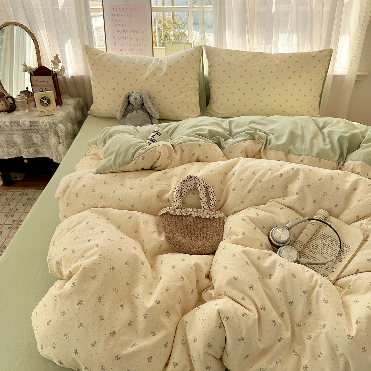 91家纺网 家纺一手货源 找家纺 沐芷 2026 【提供买家秀】古法水洗仿棉A类四件套床上用品三件套被套被罩床笠款---第二波 白月光