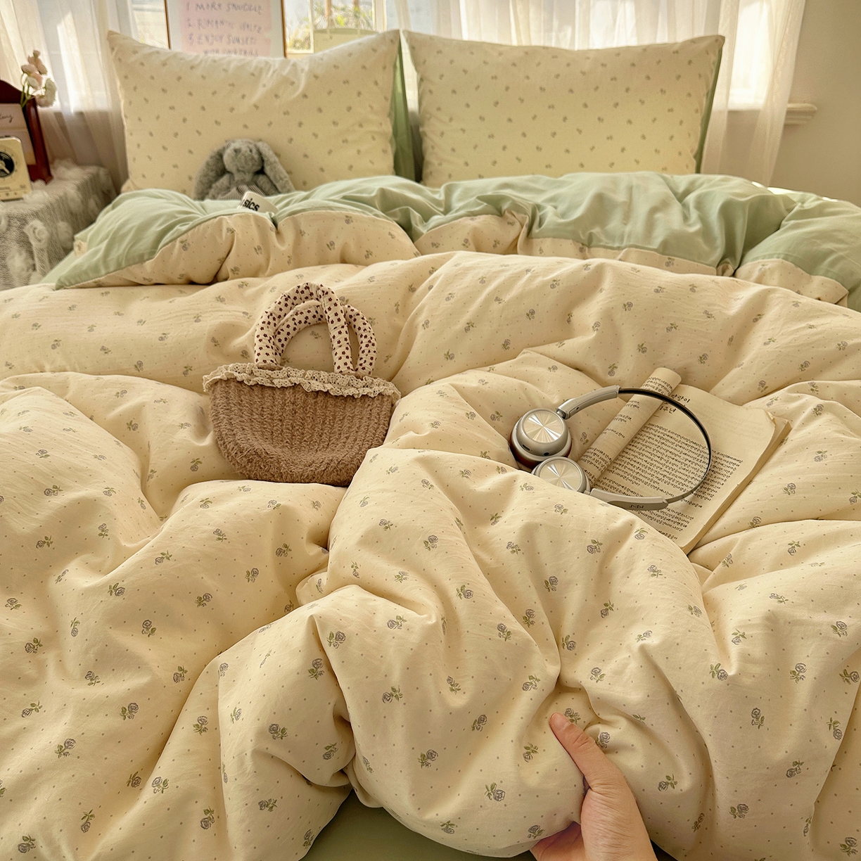 91家纺网 家纺一手货源 找家纺 沐芷 2026 【提供买家秀】古法水洗仿棉A类四件套床上用品三件套被套被罩床笠款---第二波 白月光