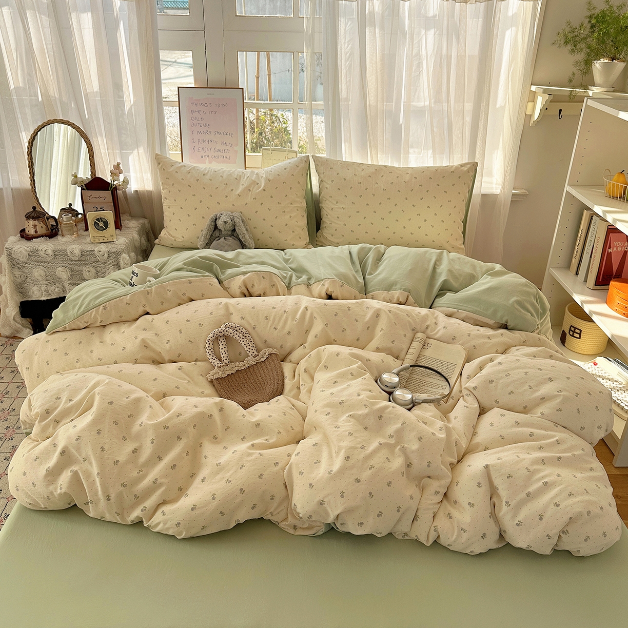 91家纺网 家纺一手货源 找家纺 沐芷 2026 【提供买家秀】古法水洗仿棉A类四件套床上用品三件套被套被罩床笠款---第二波 白月光