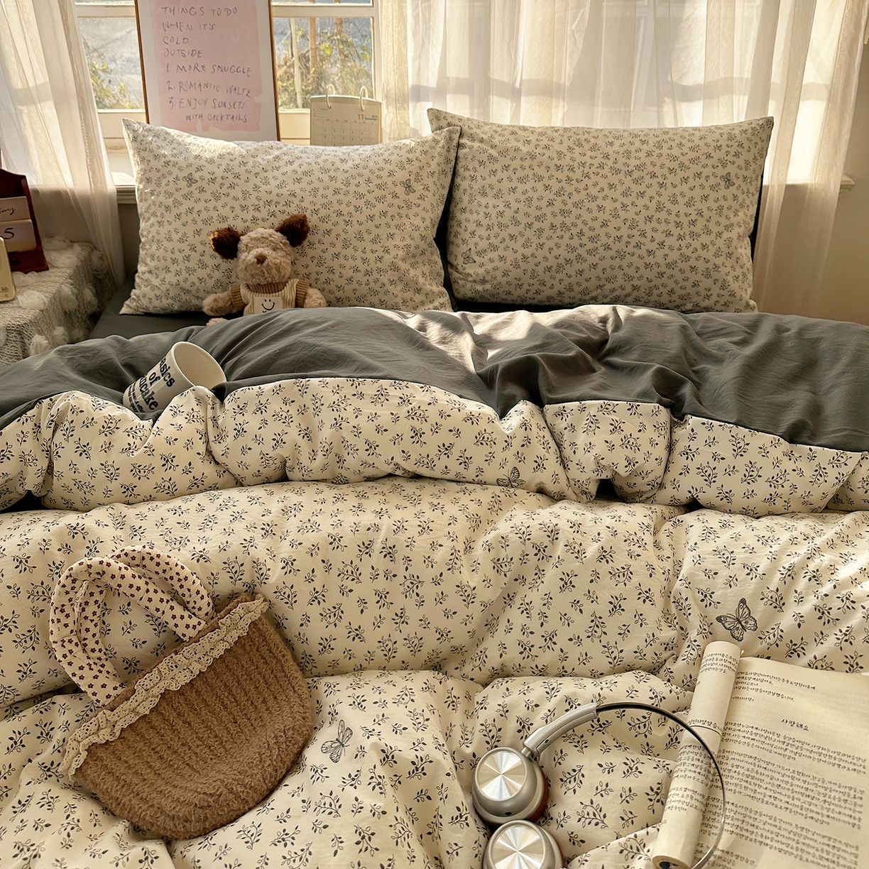 91家纺网 家纺一手货源 找家纺 沐芷 2026 【提供买家秀】古法水洗仿棉A类四件套床上用品三件套被套被罩床笠款---第二波 蝶舞