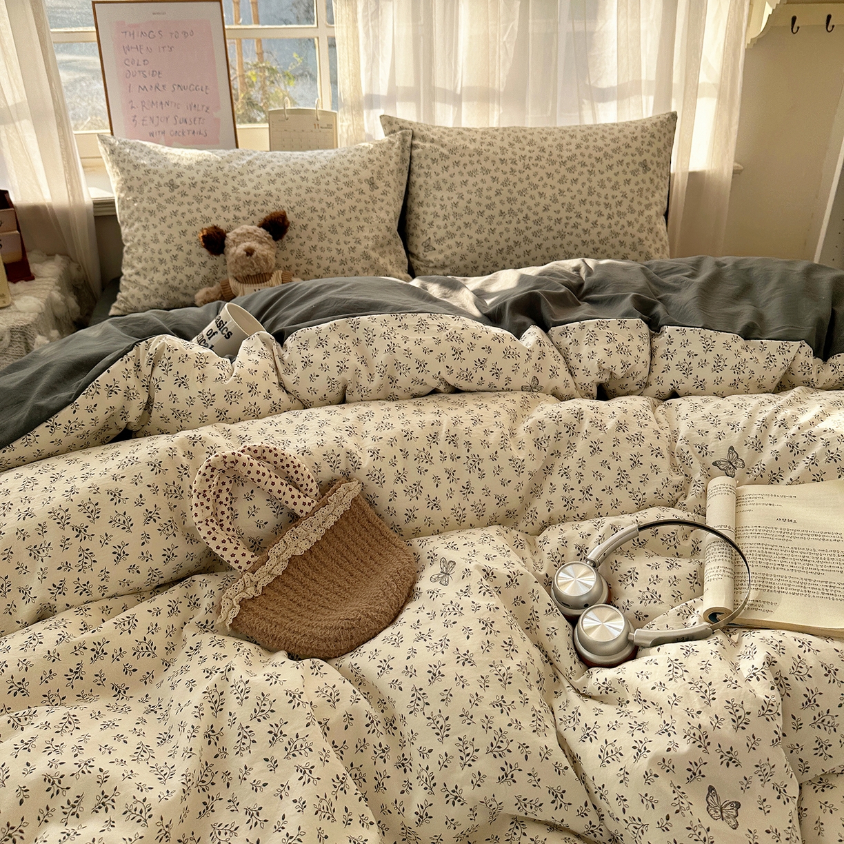 91家纺网 家纺一手货源 找家纺 沐芷 2026 【提供买家秀】古法水洗仿棉A类四件套床上用品三件套被套被罩床笠款---第二波 蝶舞