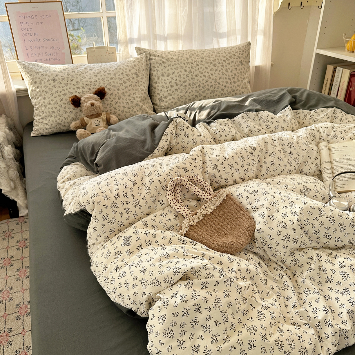 91家纺网 家纺一手货源 找家纺 沐芷 2026 【提供买家秀】古法水洗仿棉A类四件套床上用品三件套被套被罩床笠款---第二波 蝶舞