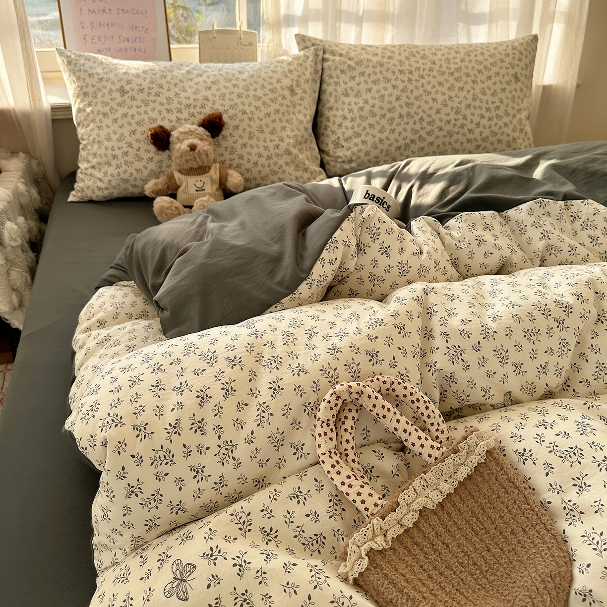 91家纺网 家纺一手货源 找家纺 沐芷 2026 【提供买家秀】古法水洗仿棉A类四件套床上用品三件套被套被罩床笠款---第二波 蝶舞