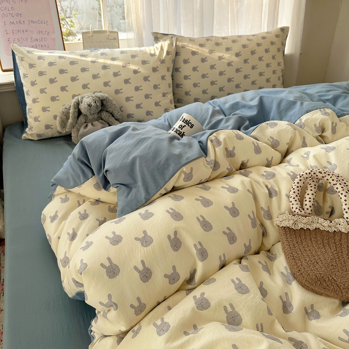 91家纺网 家纺一手货源 找家纺 沐芷 2026 【提供买家秀】古法水洗仿棉A类四件套床上用品三件套被套被罩床笠款---第二波 火爆兔