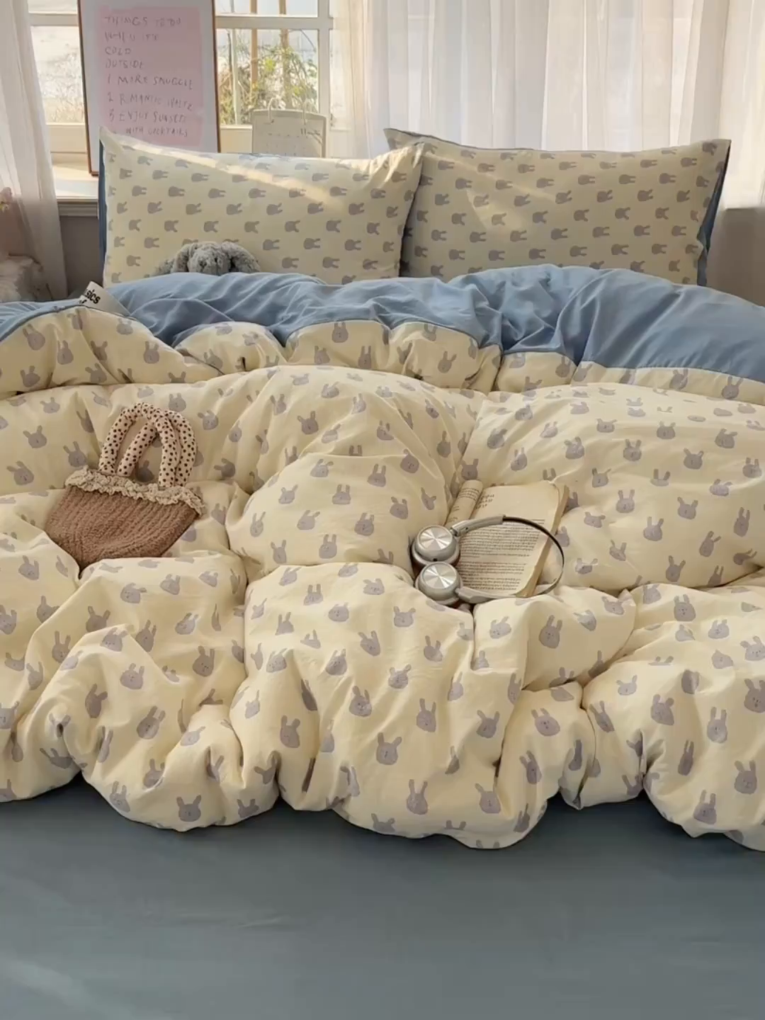 91家纺网 家纺一手货源 找家纺 沐芷 2026 【提供买家秀】古法水洗仿棉A类四件套床上用品三件套被套被罩床笠款---第二波 火爆兔