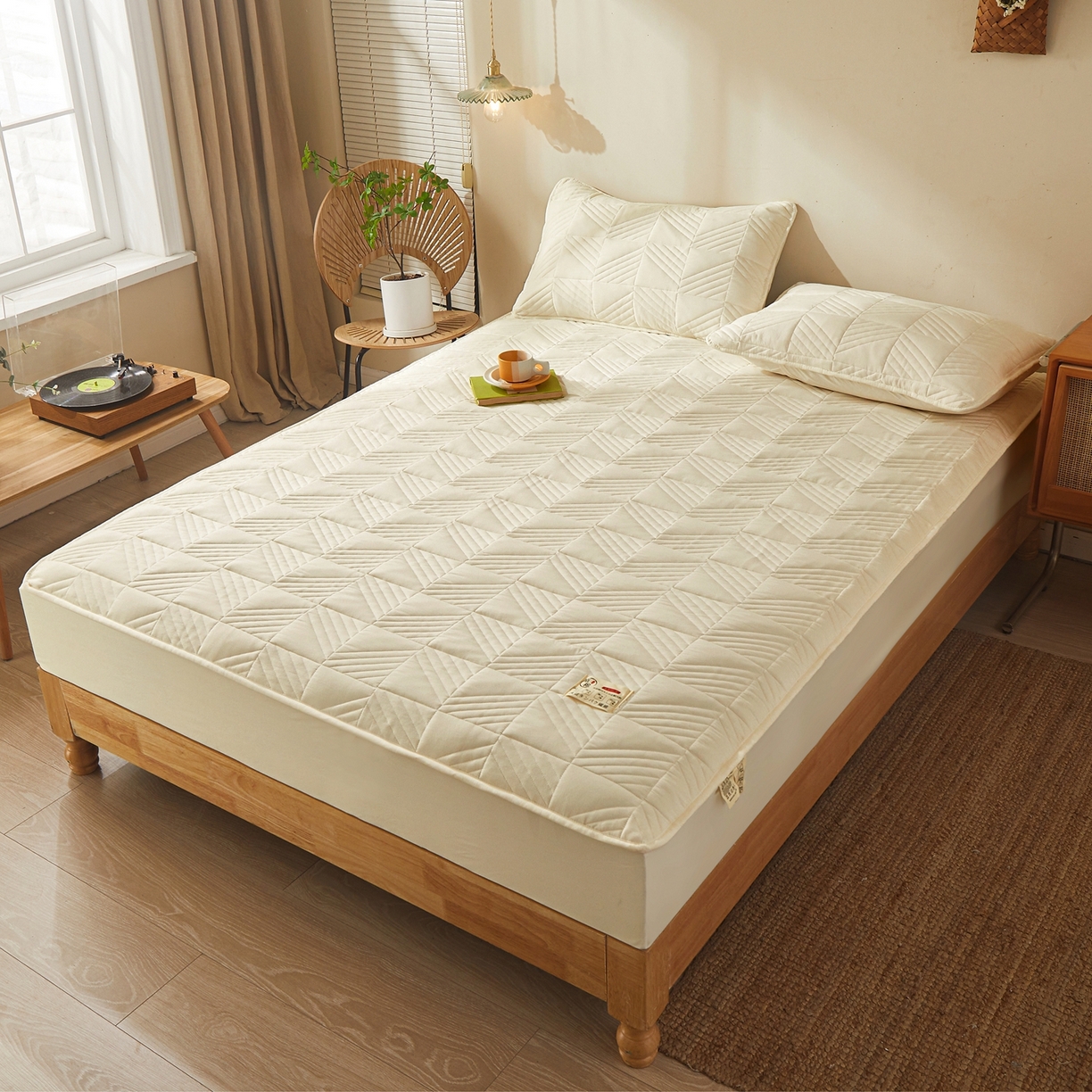 91家纺网 家纺一手货源 找家纺 （总）鹿辉家居（原吉欧力） 2026新款方格纹原棉夹棉床笠单品床笠床笠单件