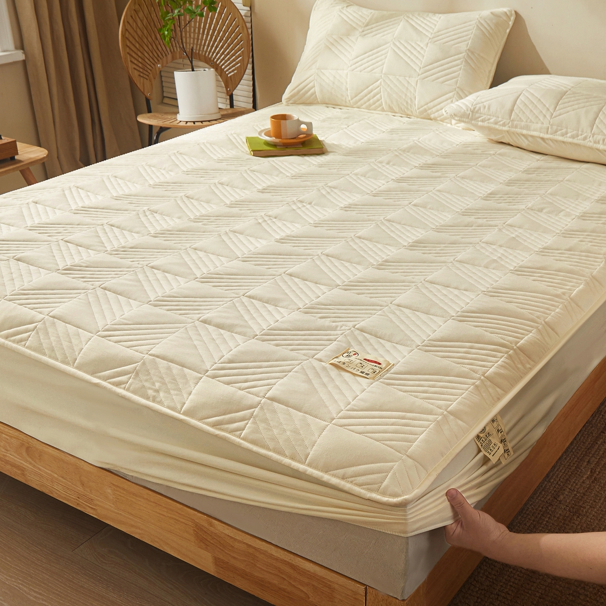 91家纺网 家纺一手货源 找家纺 （总）鹿辉家居（原吉欧力） 2026新款方格纹原棉夹棉床笠单品床笠床笠单件