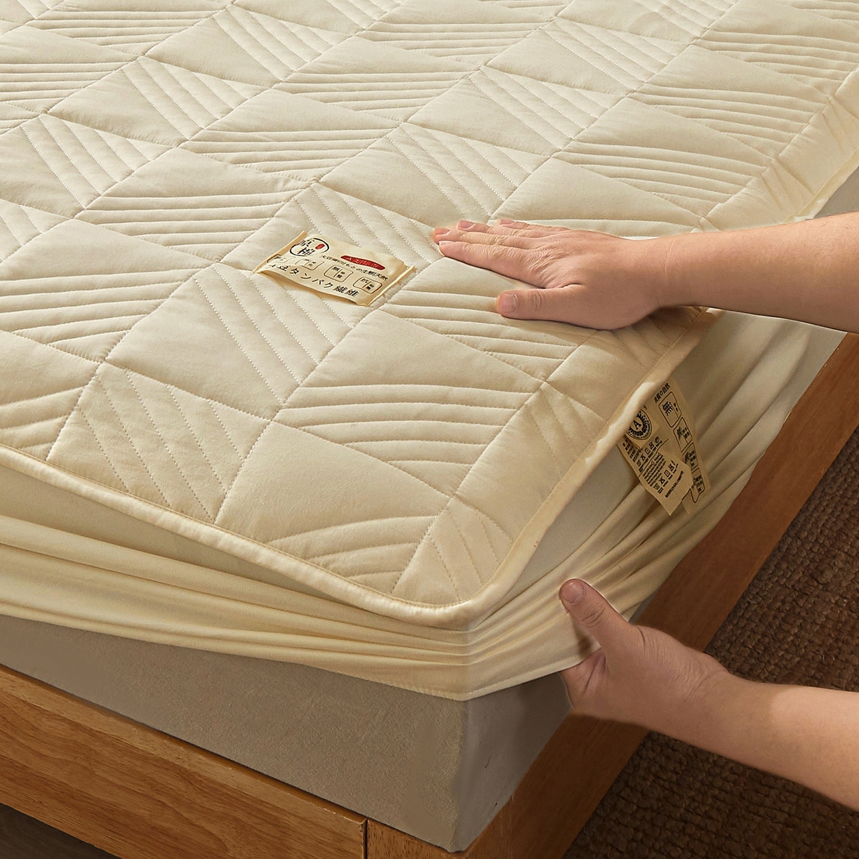 91家纺网 家纺一手货源 找家纺 （总）鹿辉家居（原吉欧力） 2026新款方格纹原棉夹棉床笠单品床笠床笠单件