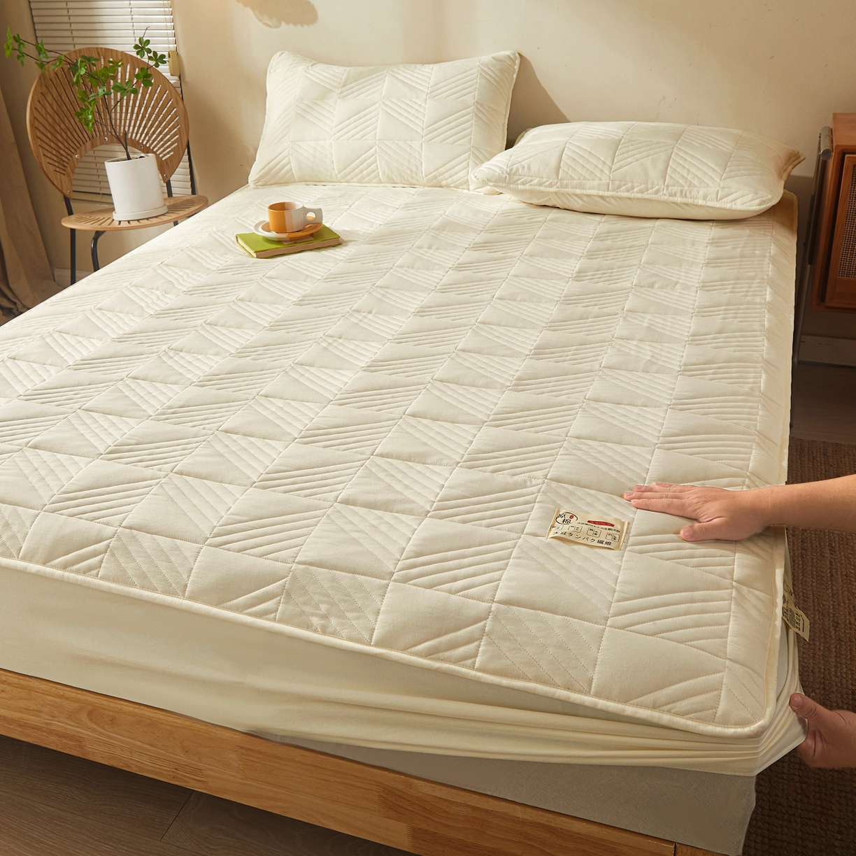 91家纺网 家纺一手货源 找家纺 （总）鹿辉家居（原吉欧力） 2026新款方格纹原棉夹棉床笠单品床笠床笠单件