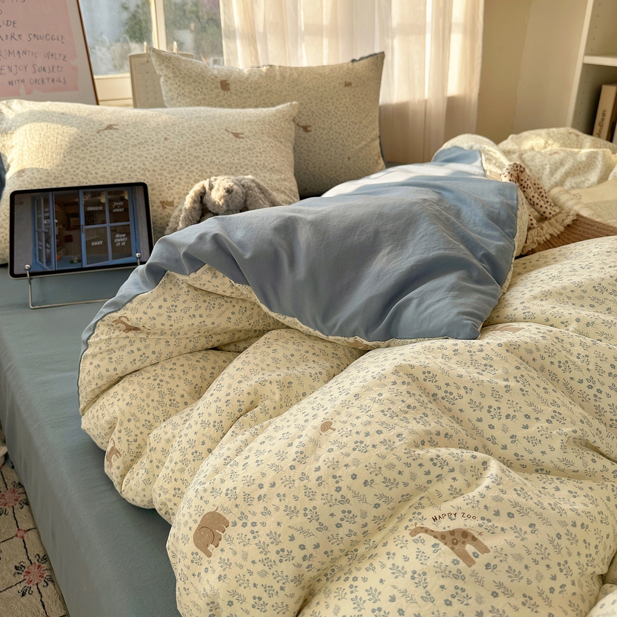 91家纺网 家纺一手货源 找家纺 沐芷 2026 【提供买家秀】古法水洗仿棉A类四件套床上用品三件套被套被罩床笠款---第二波 萌物