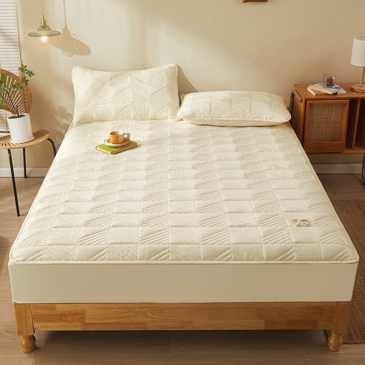 91家纺网 家纺一手货源 找家纺 （总）鹿辉家居（原吉欧力） 2026新款方格纹原棉夹棉床笠单品床笠床笠单件