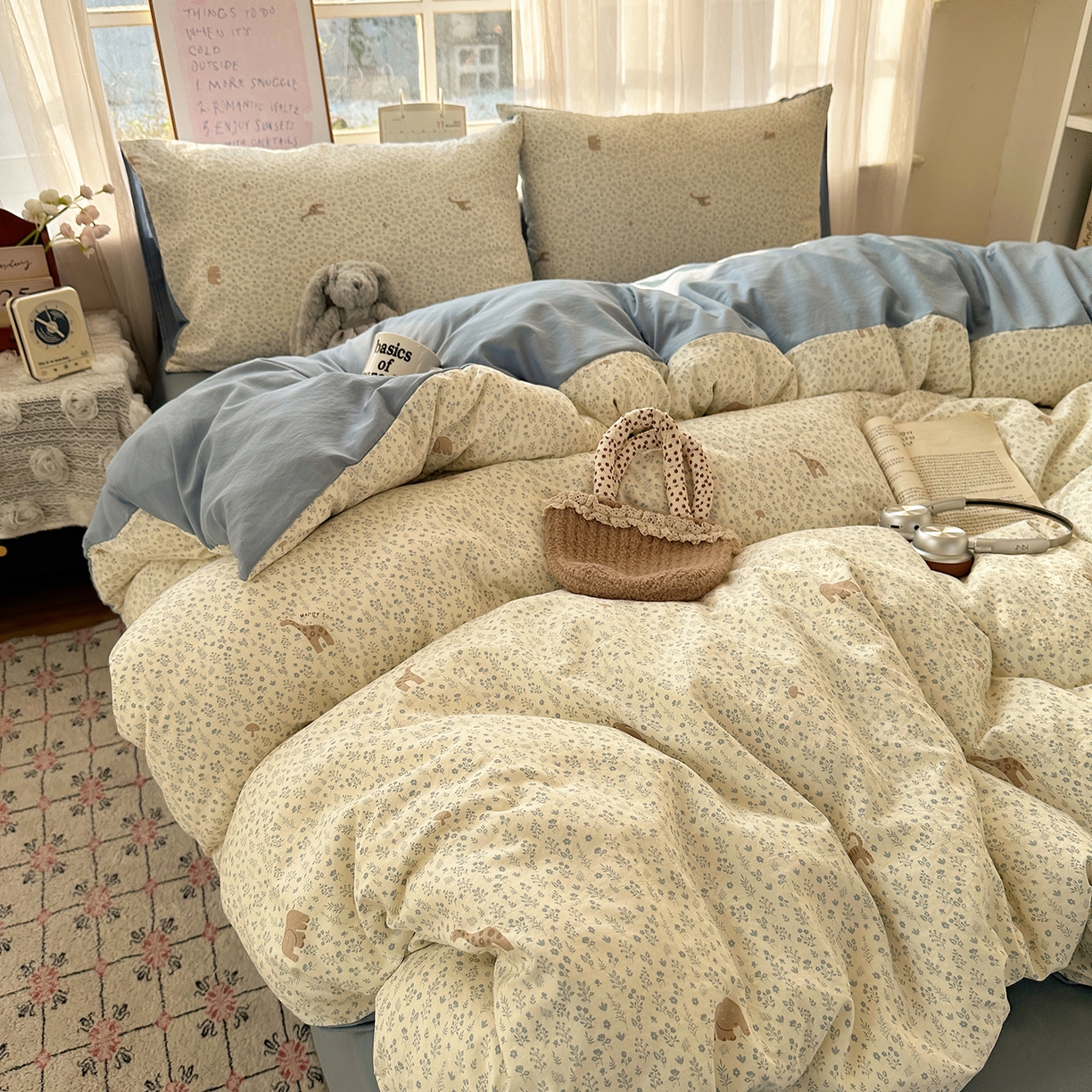 91家纺网 家纺一手货源 找家纺 沐芷 2026 【提供买家秀】古法水洗仿棉A类四件套床上用品三件套被套被罩床笠款---第二波 萌物