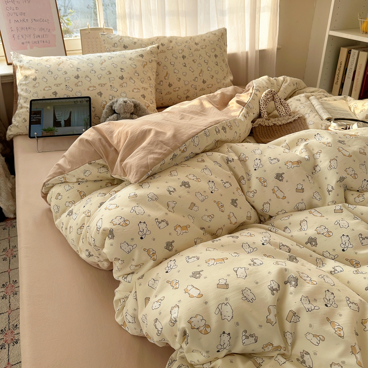 91家纺网 家纺一手货源 找家纺 沐芷 2026 【提供买家秀】古法水洗仿棉A类四件套床上用品三件套被套被罩床笠款---第二波 喵居日记