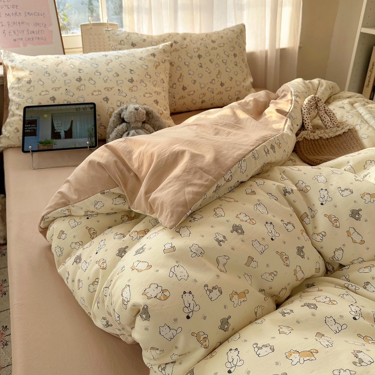 91家纺网 家纺一手货源 找家纺 沐芷 2026 【提供买家秀】古法水洗仿棉A类四件套床上用品三件套被套被罩床笠款---第二波 喵居日记