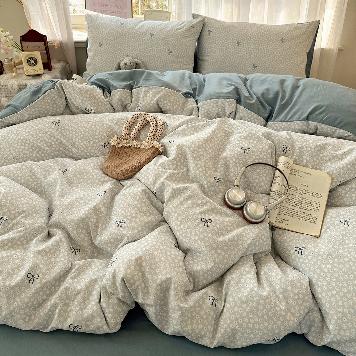 91家纺网 家纺一手货源 找家纺 沐芷 2026 【提供买家秀】古法水洗仿棉A类四件套床上用品三件套被套被罩床笠款---第二波 晴空雏菊