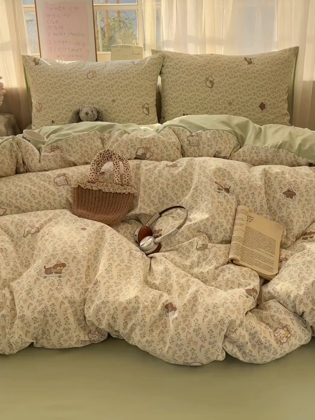 91家纺网 家纺一手货源 找家纺 沐芷 2026 【提供买家秀】古法水洗仿棉A类四件套床上用品三件套被套被罩床笠款---第二波 碎花狗