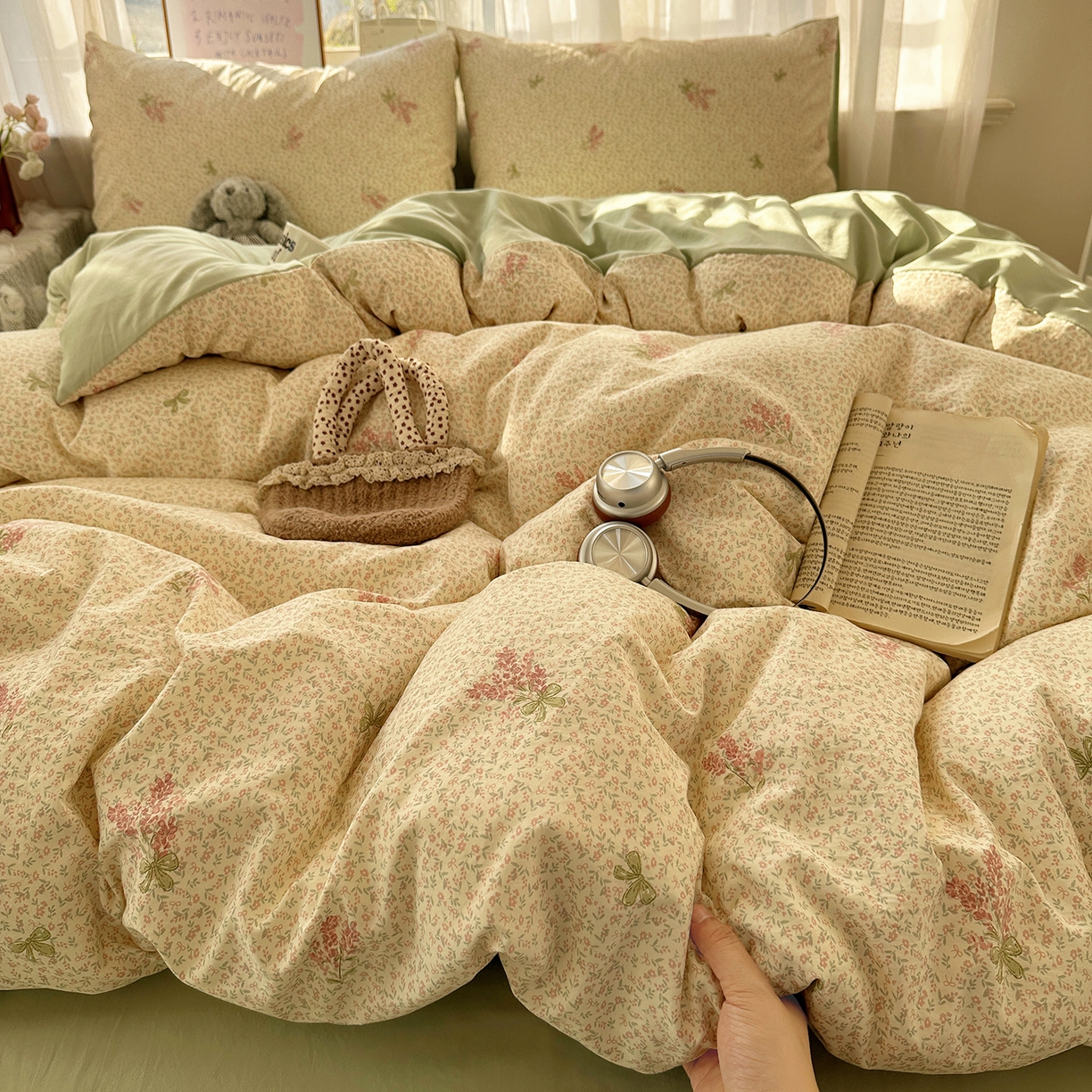 91家纺网 家纺一手货源 找家纺 沐芷 2026 【提供买家秀】古法水洗仿棉A类四件套床上用品三件套被套被罩床笠款---第二波 夕颜