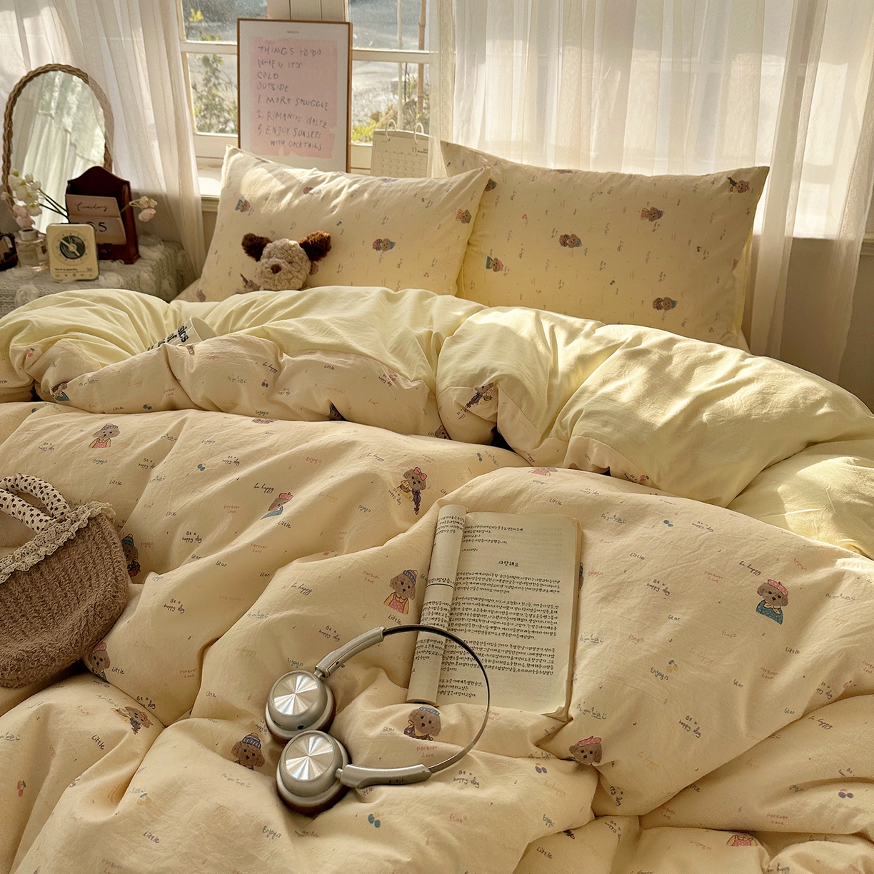 91家纺网 家纺一手货源 找家纺 沐芷 2026 【提供买家秀】古法水洗仿棉A类四件套床上用品三件套被套被罩床笠款---第二波 音乐狗