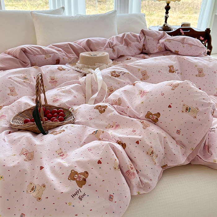 91家纺网 家纺一手货源 找家纺 家贝爱 2026新款加厚水洗棉被套被套单件 甜蜜小熊